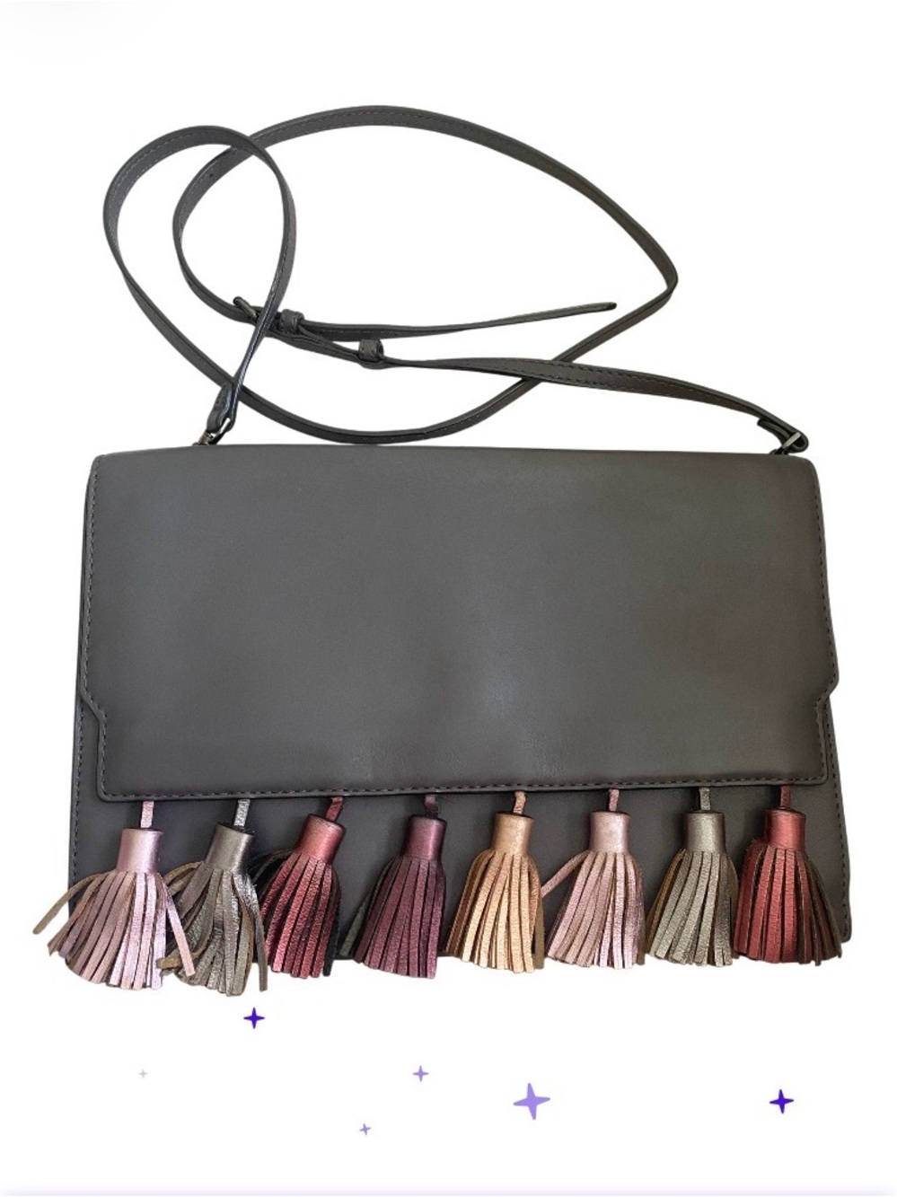 REBECCA MINKOFF Sofia leather  Tassel Convertible Clutch Crossbody Bag